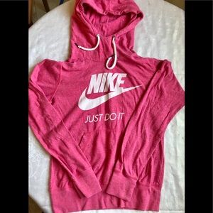 NIKE Pink Cowl Neck Hoodie Fitted Size M